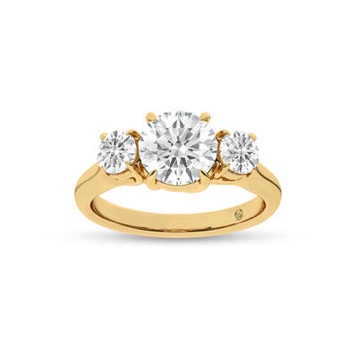 Quintessential Three Stone Round Lab Grown Diamond Engagement Ring | 10K Yellow Gold 4 1/4 CT. TW.