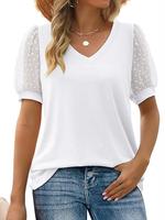【Plus Size】 Plain V Neck Tee, Casual Short Sleeve T-shirt for Summer, Women's Plus Clothing for Daily Wear, Top, Tshirt, ...