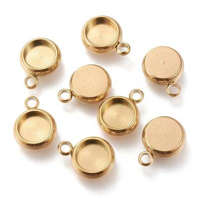 Ion Plating(IP) 304 Stainless Steel Pendant Cabochon Settings