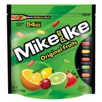 Mike and Ike Original Fruits Sweet Bonbon Candy 54oz Resealable Bag Gluten Free Fat Free Chewy Assorted Fruit Flavored Treats