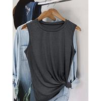 Women's Solid Color Tank Top, Casual Fit Sleeveless Round Neck Top for Summer, Ladies Clothes for Daily Wear 0 0