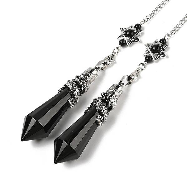 Natural Obsidian Cone Dowsing Pendulum Big Pointed Pendants