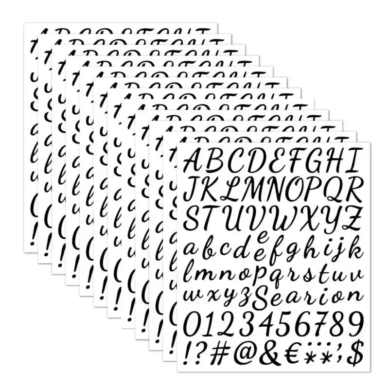 Alphabet & Number Pattern Sticker, 10pcs/set Self Adhesive Decorative Sticker, Decor Sticker for Gift Greeting Card Water Bot...