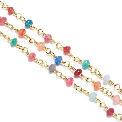 3.28 Feet Handmade Natural Dyed Jade Beaded Chains