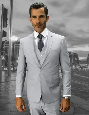 Men's 3 Piece Wool Blend Slim Fit Suit  Solid Colors  Stylish