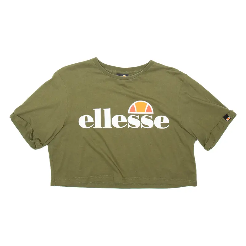 ELLESSE Cropped Womens T-Shirt Green UK 10