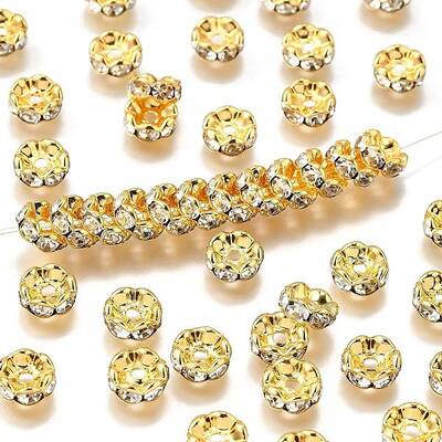 Brass Rhinestone Spacer Beads