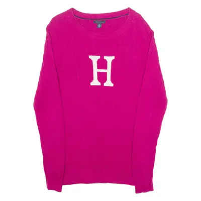 TOMMY HILFIGER Womens Jumper Pink Tight Knit L