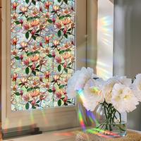 Flower Pattern Glass Sticker, Self Adhesive Window Sticker, Decorative Sticker for Home Living Room Bedroom, Home Decor, Orna...