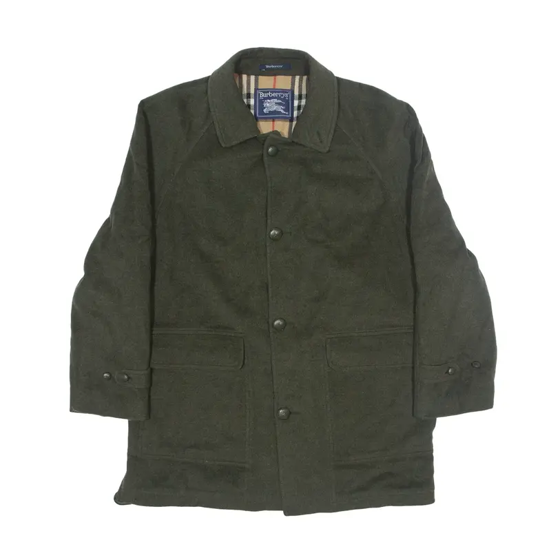 BURBERRY Check Lined Jacket Green Wool 90s Mens L