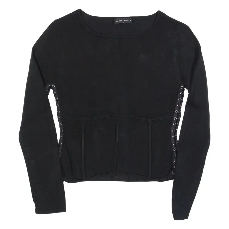 KAREN MILLEN Bandage Womens Top Black Long Sleeve S