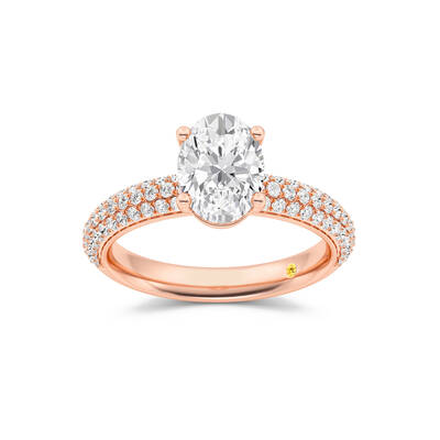 Delos Triple Row Pavé Set Oval Lab Grown Diamond Engagement Ring | 18K Rose Gold 2 5/8 CT. TW.