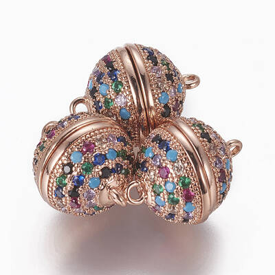 Brass Micro Pave Cubic Zirconia Magnetic Clasps with Loops