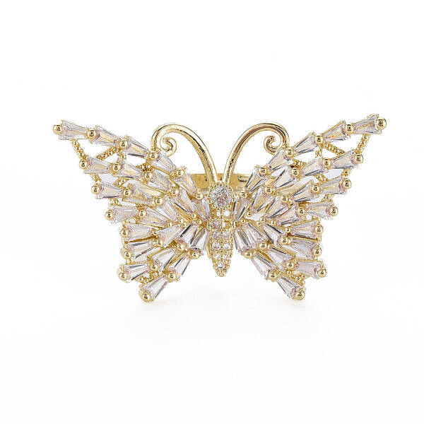 Clear Cubic Zirconia Butterfly Cuff Ring