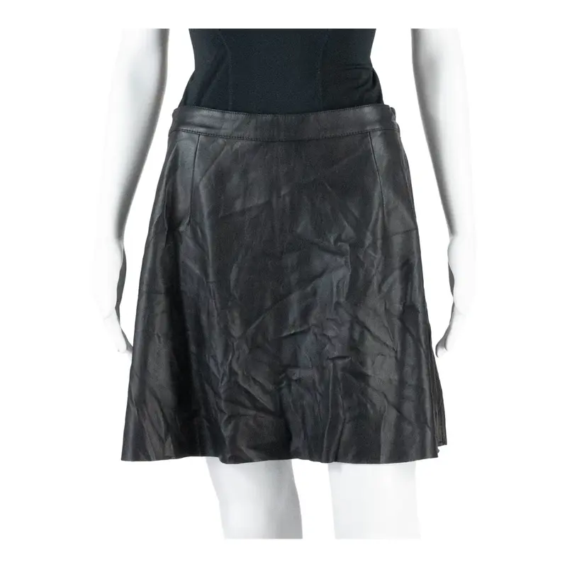 VILA Faux Leather Womens Skater Skirt Black Short M