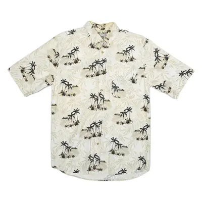 MICHAEL AUSTIN Hawaiian Shirt Beige Floral Short Sleeve Mens M