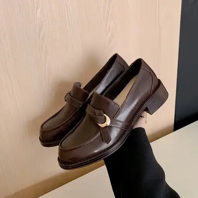 CHIKO Lilly Round Toe Block Heels Loafers Shoes