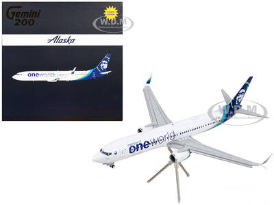 Boeing 737-900ER Commercial Aircraft with Flaps Down Alaska Airlines - One World White with Blue Tail Gemini 200 Seri...