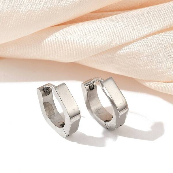 304 Stainless Steel Polishing Effect Hoop Earrings