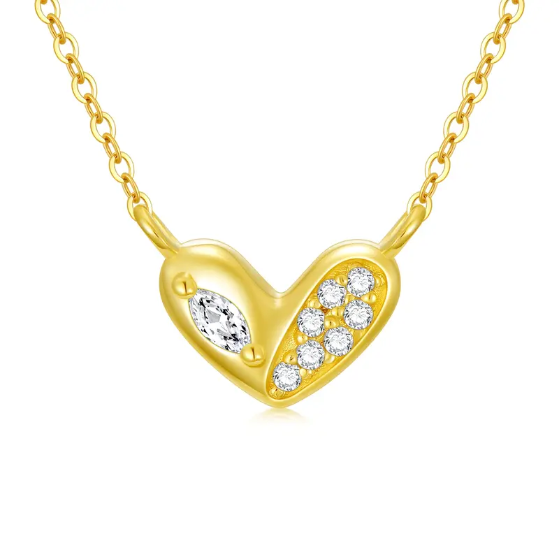14K Gold Moissanite Heart Pendant Necklace