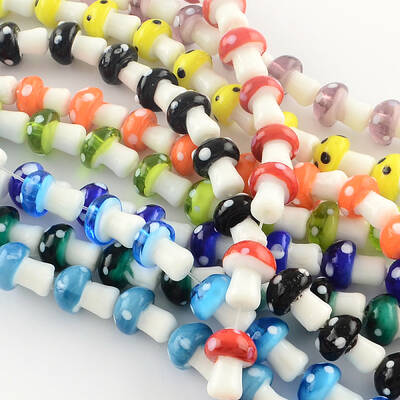 Mushroom Handmade Lampwork Beads Strands