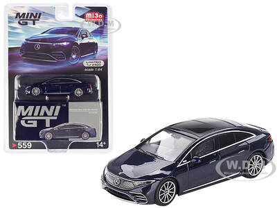 Mercedes-Benz EQS 580 4MATIC Nautical Blue Metallic Limited Edition to 2400 pieces Worldwide 1/64 Diecast Model Car by Mini G...