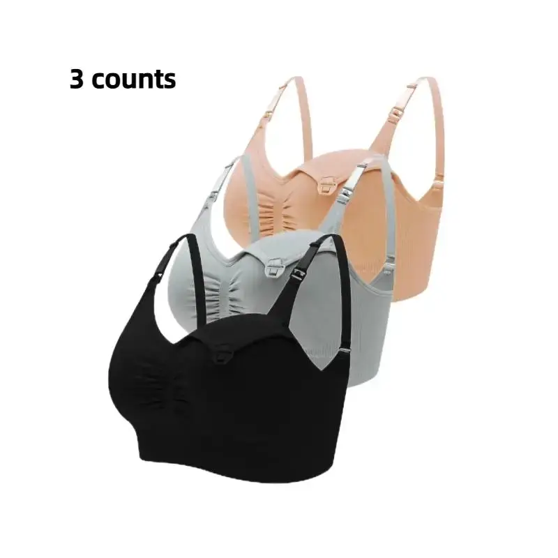 Solid Ruched Nursing Bra, Adjustable Straps Removable Bralette for Daily Wear, Summer Outfits 2024, Maternity Bras for Women...