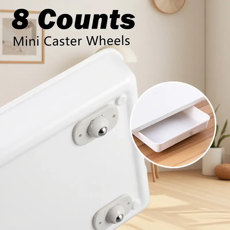 8 Counts Self Adhesive Caster Wheels, Mini Universal Wheel for Kitchen Appliances, 360° Swivel Appliance Roller Casters, App...