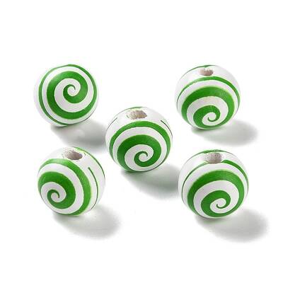 Printed Wood European Beads