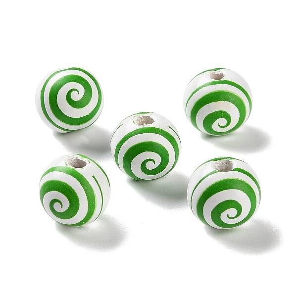 Printed Wood European Beads