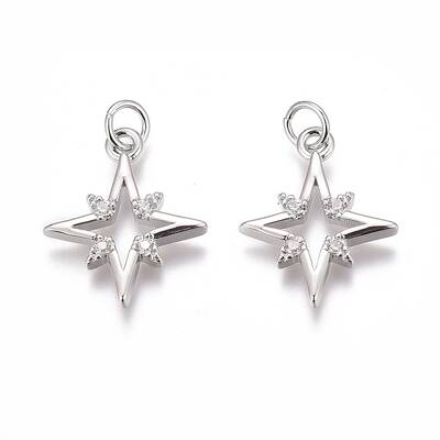 Brass Micro Pave Clear Cubic Zirconia Pendants
