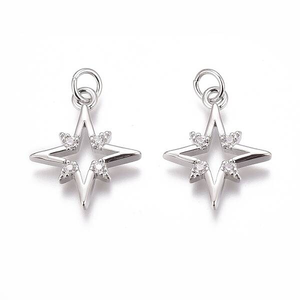 Brass Micro Pave Clear Cubic Zirconia Pendants