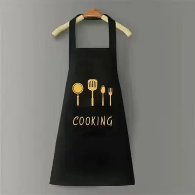 Cooking Utensils Pattern Apron, Waterproof & Oil-proof Cooking Apron with Pocket, Kitchen Household Cooking Apron
