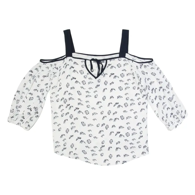 MINT VELVET Womens Printed Top White 3/4 Sleeve Crazy Pattern UK 12