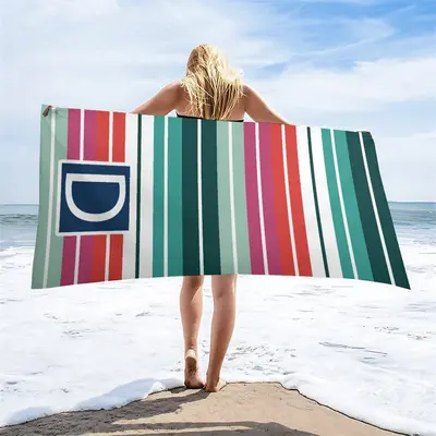 Colorful Mexican Stripe Initials Custom Beach Towel - Aperturee