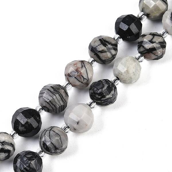 Natural Black Netstone Beads Strands