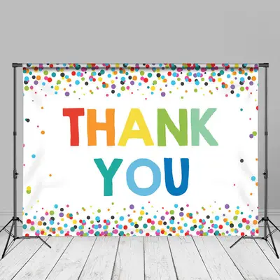 Thank You Rainbow Dots White Mothers Day Photo Backdrop - Aperturee