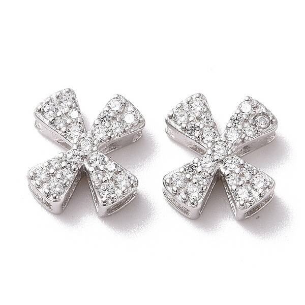 925 Sterling Silver Micro Pave Cubic Zirconia Beads