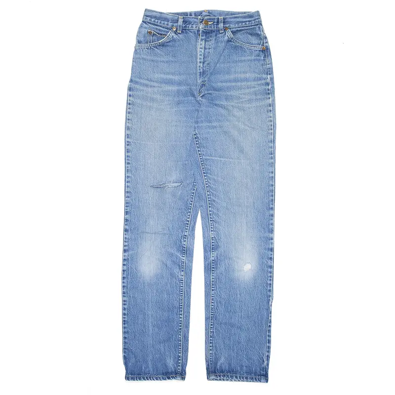 LEE Blue Denim Regular Straight Distressed Jeans Womens W26 L32