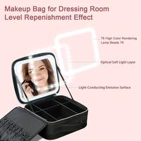 Makeup Bag with Mirror and Light Travel Makeup Train Case Cosmetic Bag Organizer Portable Artist Storage Bag with Adjustable ...