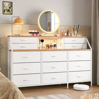 Raybee 55”W Drawer Dresser for Bedroom, Vanity with 13 Large Fabric Drawer, TV Stand for Living Room, Long Dresser for Clos...