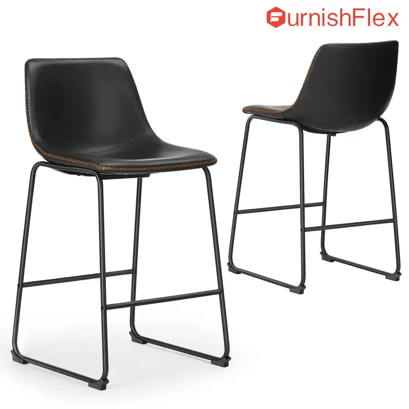 SweetFurniture Counter Height Bar Stools, Bar Chairs, 26 inch Armless Dining Chairs with Metal Legs and Footrest