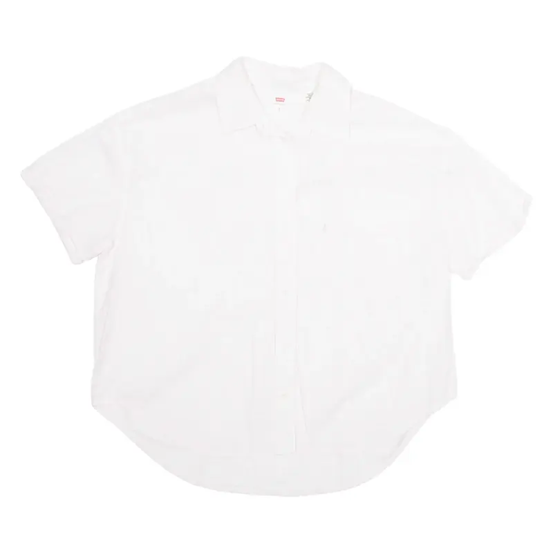 LEVI'S Womens Cropped Shirt Pink Collared S