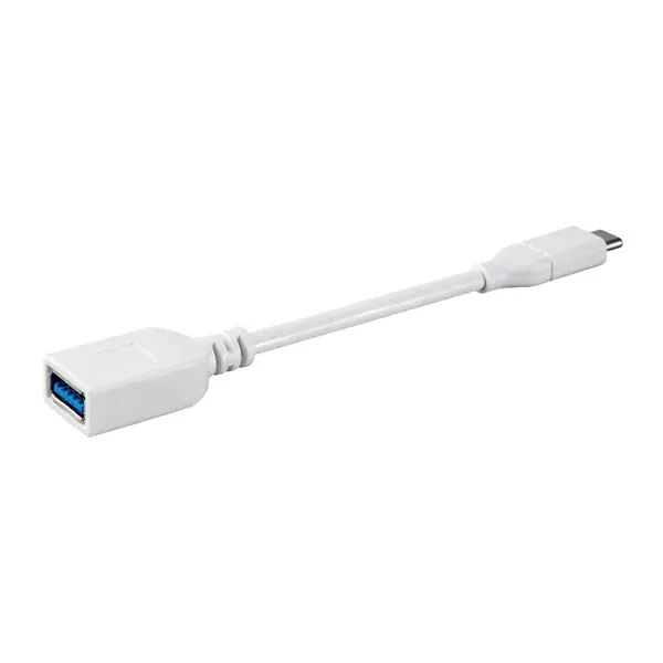 27935 Monoprice Essentials USB-C to USB-A Female 3.1 Gen 1 Extension Cable 5Gbps 3A 30AWG White 0.5ft