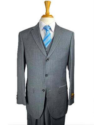 Suits For Big Guys - Suits For Big men Charcoal-Pinstripe