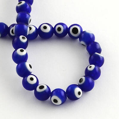 Round Handmade Evil Eye Lampwork Beads