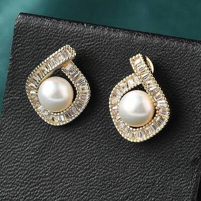 Brass Glass Stud Earrings