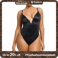 Popilush Shapewear Deep V-Neck Hourglass Thong Bodysuit