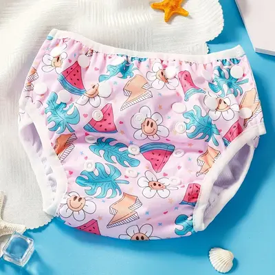 Baby Swimming Diaper, Cute Cartoon Pattern Swimming Brief, Breathable Comfortable Swim Diaper for Baby Girls & Boys, Baby Swi...