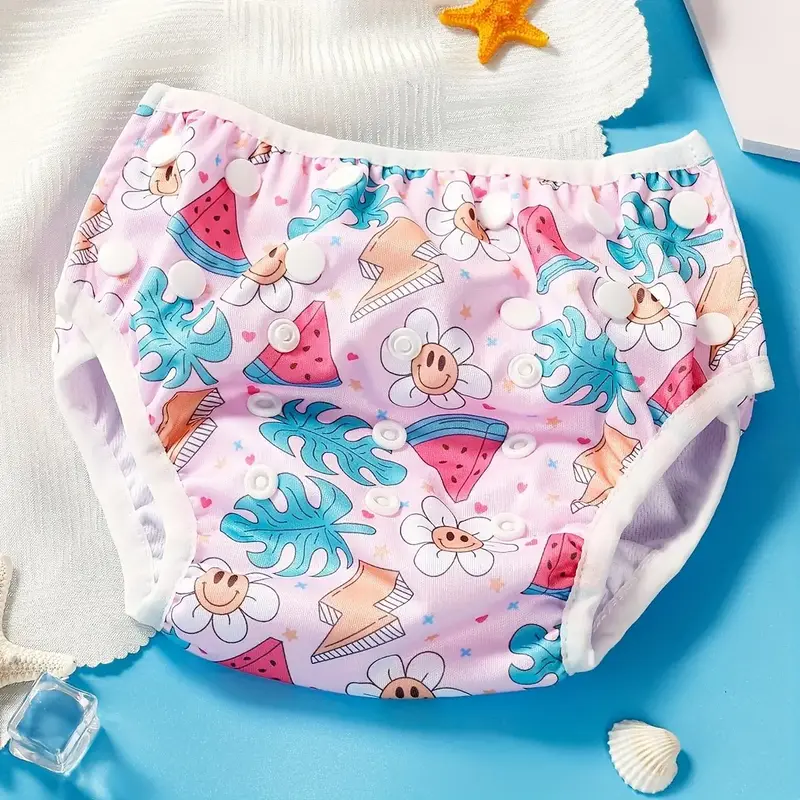 Baby Swimming Diaper, Cute Cartoon Pattern Swimming Brief, Breathable Comfortable Swim Diaper for Baby Girls & Boys, Baby Swi...
